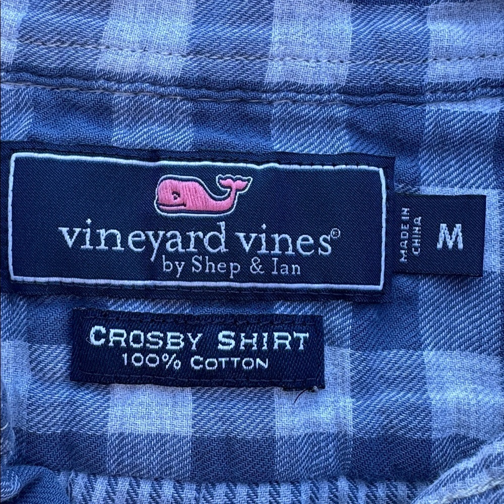 Vineyard Vines Blue White Gingham Crosby Slim Fit Long Sleeve Shirt Medium M - Picture 6 of 6